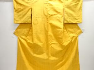 アンティーク　格子に絣柄織り出し手織り紬着物